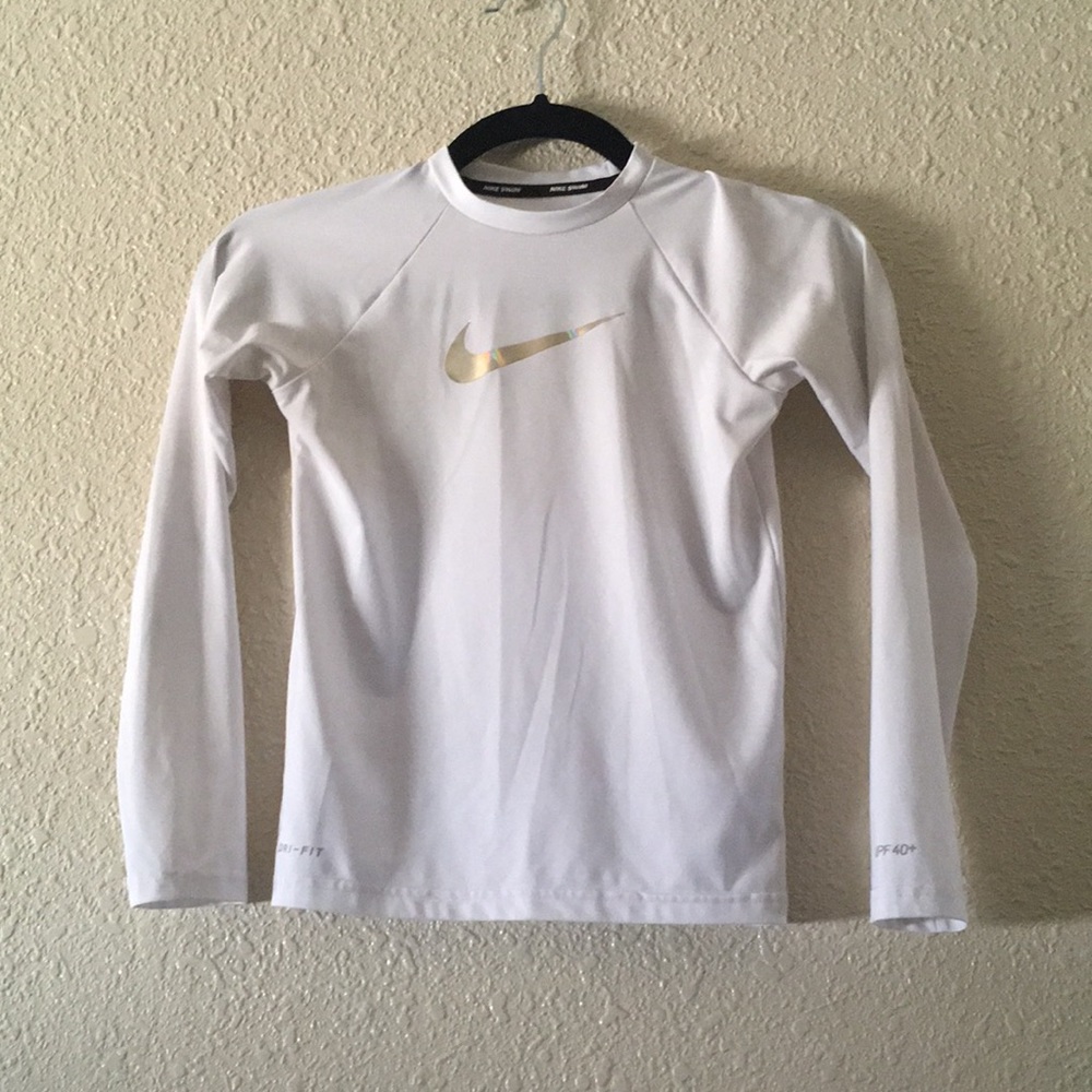 White Nike Swim long sleeve shirt